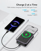 Baseus Picogo AM52 MagSafe Power Bank, Qi2.2 25W 10,000mAh 0.6" Slim Built-in 45W USB-C Cable, Bundle with 20000mAh Wireless Portable Charger for iPhone 17/16/15/14/13/12
