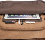 Vintage Genuine Leather Waxed Canvas Briefcase Large Satchel Shoulder Bag Rugged Computer 15.6" Laptop Bag
