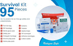 Travel Survival First Aid Emergency Kit – 95 Pieces – Compact & Lightweight Emergency Medical Kit for Carry On, Backpacking, and Road Trips