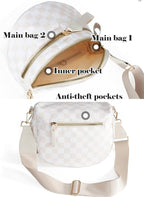 Black and White Checkered Crossbody Bag Bum Bag for Women,Spacious Checkered Purse Fanny Packs Belt Bag
