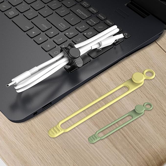 Silicone Cable Ties Cord Organizer for Cable Management, 20PCS 4.2" and 7.1" Reusable Cable Organizer Electronic Accessories for Home, Office, Kitchen, School, Travel (5 Colors)