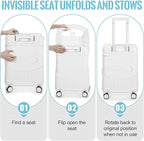 Carry on Luggage with Seat for Kids Expandable Ride on Suitcase with Spinner Wheels and Locks for Travel (20 Inch,White)