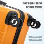 Luggage Sets 3 Piece with Double Spinner Wheels, Carry on Hardshell ABS Suitcases Set with TSA Lock, Lghtweight Checked Luggage for Different Travelling (Black+Orange, 20"/24"/28")