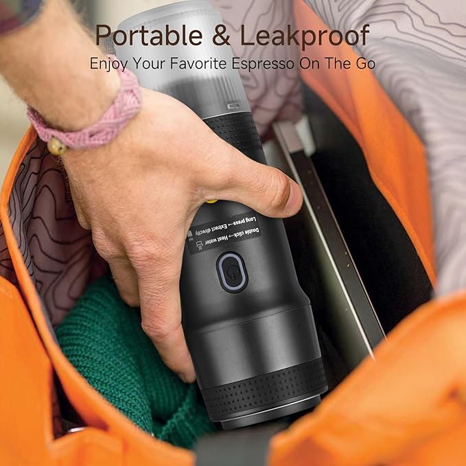 Portable Espresso Maker with Intelligent Anti-Dry Burn,25Bar Self-Heating 7Min Electric Mini Coffee Maker,compatible with NS/DG Capsules & Ground Coffee for Travel,RV,Office & Home