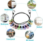 Travel Clothesline, Retractable Clothesline Camping Washing Line with 12 Clothes Clips for Indoor Laundry Drying line,Outdoor Camping Accessories(1.8M)