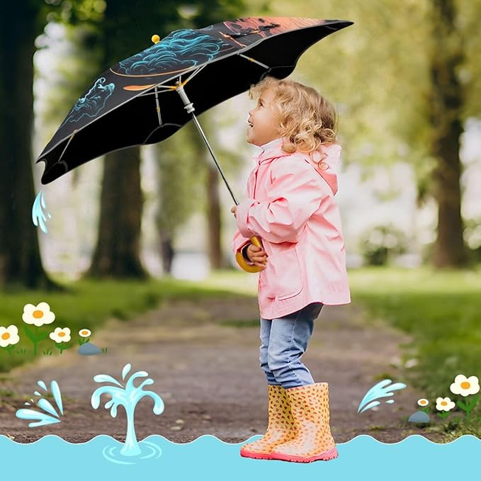 ALAZA Kids Umbrella Stick Umbrellas Cute Umbrella for Boys Girls Toddler UV/Sun Rain Windproof