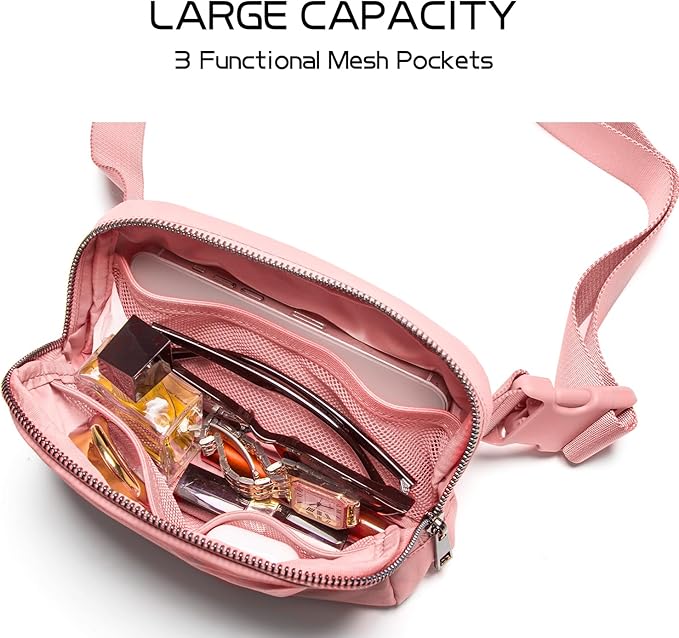 Belt Bag for Women Fanny Pack Crossbody Bags for Women Fashion Waist Packs with Adjustable Strap Gifts for Teenage Girls Women Men (Light Pink)
