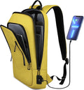 hk Backpack for Men Business Slim Backpack with USB Charger Computer Lightweight Anti-theft Travel Backpacks 15.6 inch Water Resistant Laptop Bag for Work Office College-Lemon Yellow