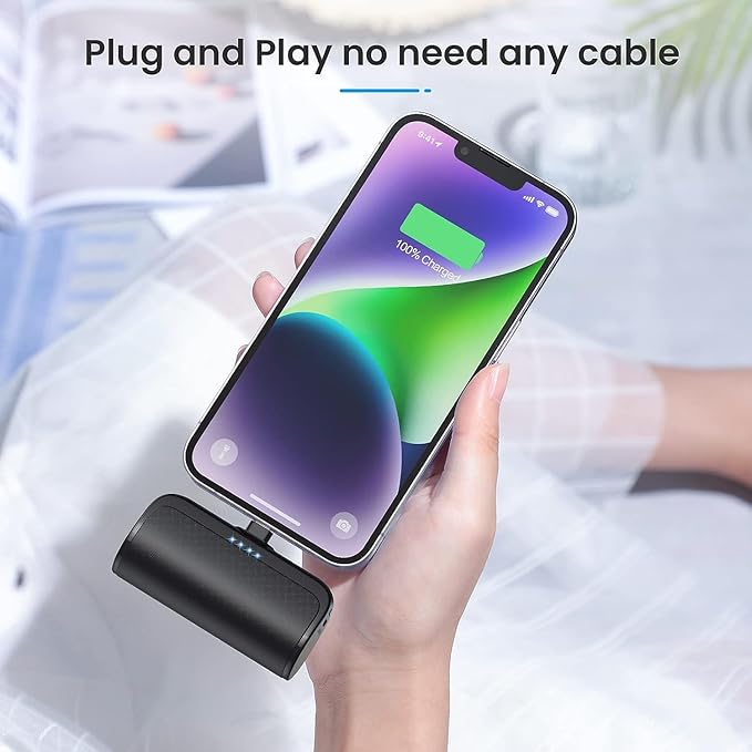 [2 Pack]Mini Portable Charger for iPhone 5200mAh,20W PD Fast Charging Power Bank for iPhone, Ultra-Compact Battery Pack Travel Portable Phone Charger Compatible with iPhone 14 13 12 11 X 8 7 6 Series