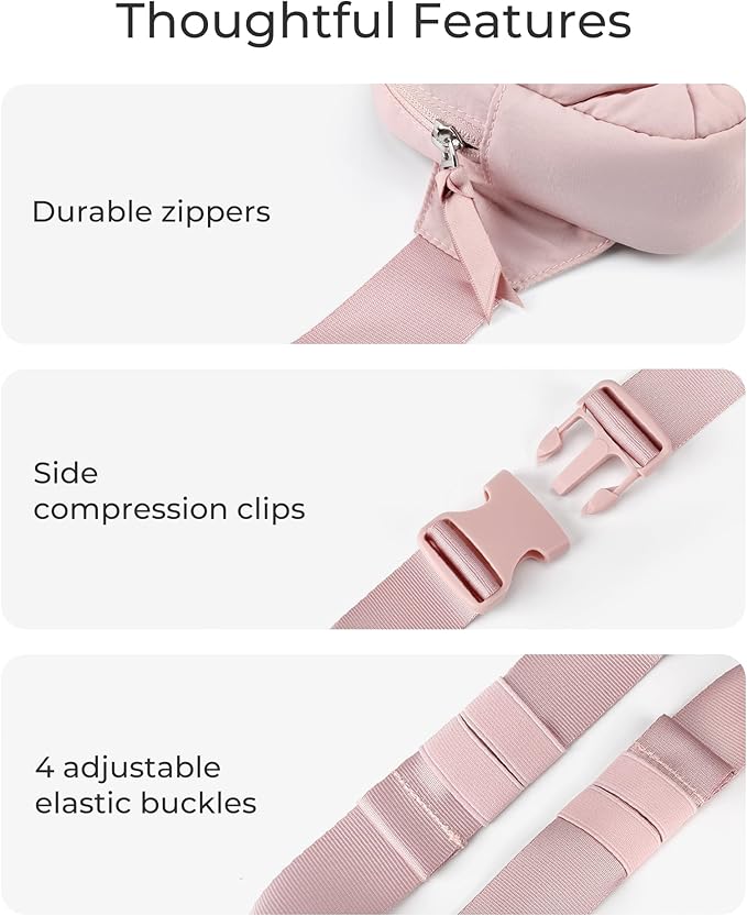 BAGSMART Puffy Fanny Packs for Women Crossbody Belt Bag with Adjustable Strap, Quilted Waist Pack Purse for Traveling Shopping Workout