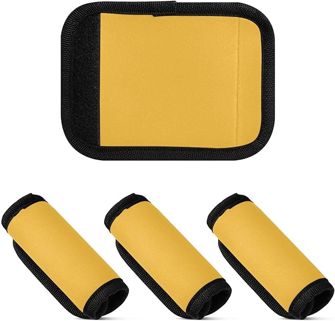 DOMIKING Yellow Luggage Handle Wrap Soft Luggage Identifiers for Suitcase Markers Grip for Travel Bag Luggage Suitcase Handle Cover Travel Accessories, 2 Pack