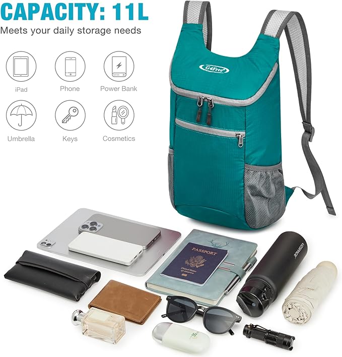 G4Free Lightweight Packable Hiking Backpack for Men Women Small Hiking Daypacks Foldable Shoulder Pack Casual Outdoor Bag 11L