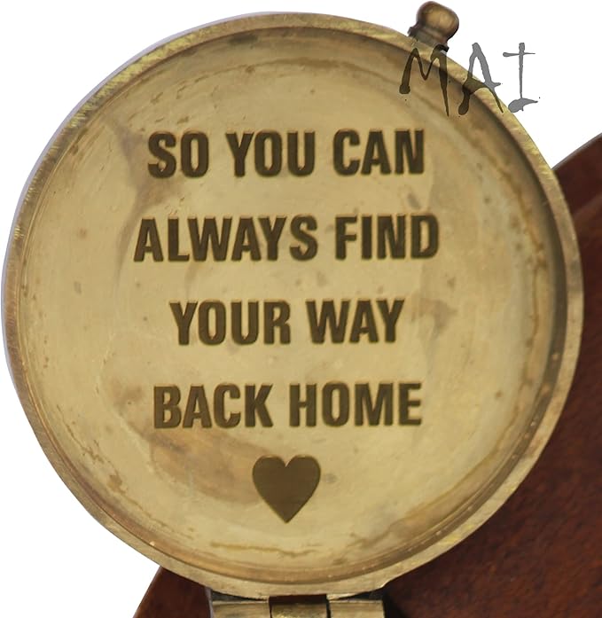 Pocket Compass for Hiking, Survival Instrument Antique “So You Can Always Find Your Way Back Home” Engraved Camping Pocket Nautical Vintage Navigation Outdoor by MAI