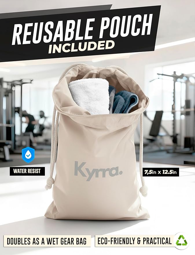 kyrra. Magnetic Gym Bag Beige with Water Bottle Holder Reusable Pouch 2 Bags in 1 Compact Crossbody Small Sports Training Bag Durable Waterproof Fitness Organizer Workout pouch for Men Women Travel
