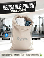 kyrra. Magnetic Gym Bag Beige with Water Bottle Holder Reusable Pouch 2 Bags in 1 Compact Crossbody Small Sports Training Bag Durable Waterproof Fitness Organizer Workout pouch for Men Women Travel