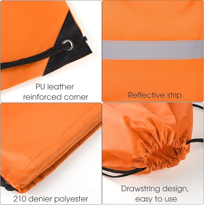 KUUQA 22 Pcs Drawstring Backpack Bag Bulk Reflective Backpack String Bags Cinch Sack Backpack for Team Yoga Sport Gym Traveling (11 Colors)