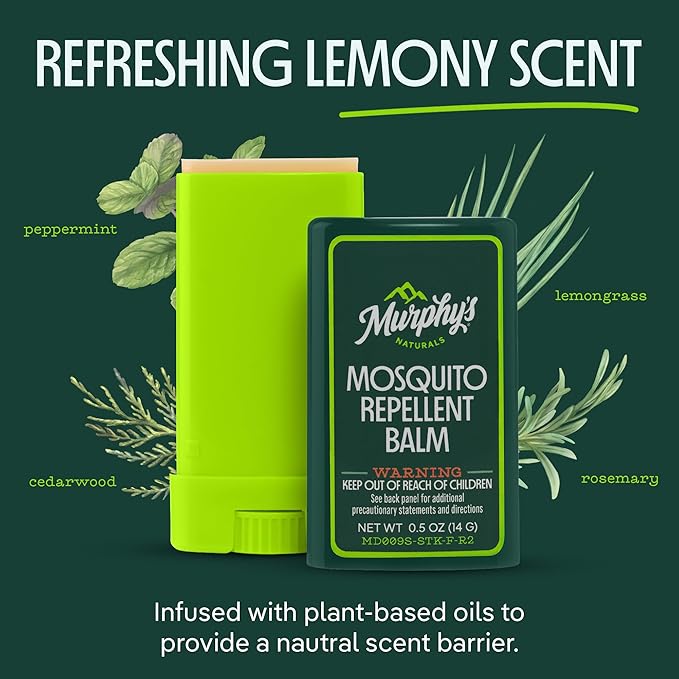 Murphy's Naturals Mosquito Repellent Balm Stick, Plant-Based Ingredients, Travel-Pocket Size, 0.5oz Each, 3-Pack