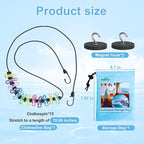 Magnetic Clothesline for Cruise Ship Cabin Approved - Portable Travel Clothes Line,Strong Rubber Coated Non-Scratch Magnets,Travel Clothesline for Cruise Ship Essentials(Updated Stronger Magnets)