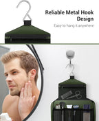 Maliton Toiletry Bag for Men & Women Travel Toiletry Bag Hanging Toiletry Bag Hygiene Organizer with 4 Compartments Waterproof Bathroom Shower Bag Large Toiletries Travel Bag (Olive Green)