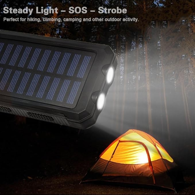 BoxWave Power Bank Compatible with Energizer Energy E500S - Solar Rejuva PowerPack (10000mAh), Solar Powered Backup Power Bank 10000mAh - Jet Black