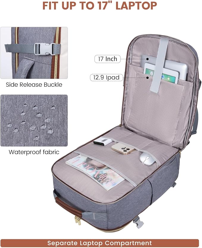 LOVEVOOK 40L Travel Backpack for Women & Men, Airline Approved Carry On Luggage with 3 Packing Cubes, TSA Overnight Bags, Waterproof Personal Item Bag, Weekender Essentials Backpacks fits 17" Laptop