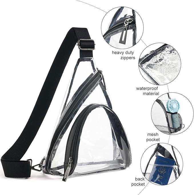 LATMAP 7L Sling Bag For Women Men Backpack Fanny Pack Crossbody Chest Travel Shoulder Belt Bags Purse Handbag PU Leather