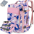 Lumesner Carry on Travel Backpacks, Extra Large 40L Flight Approved for Men & Women,Expandable Suitcase backpack (Camouflage Pink(Backpack With 4 Packing Cubes))