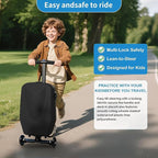 Scooter Suitcase Carry On Hardshell Ride On Suitcase Scooter for Kids Age 4-15, Multifunctional Ride On Lightweight Kids Luggage with Wheels(Black)