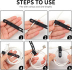 Oligei 25 Pcs Silicone Cable Ties, Cable Ties Reusable, High Elasticity Cord Wraps for Electrical Cords, Cord Organizer for Earphone, Phone Charger(Black)