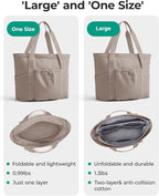BAGSMART Foldable Tote Bag with Drawstring Bag, Tote Bag Shoulder Bag Top Handle Handbag for Travel, Work, Beach, Gym