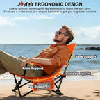 Joyfair Beach Camping Chair (2 Pack), Outdoor Folding Lawn Chair for Adults, Heavy Duty Portable Chair with Armrest for Outside Fishing, Sport, Patio, Cup Holder & Storage Pocket, Carry Bag (Orange)