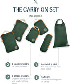 Compression Packing Cubes for Travel, 6-Piece Lightweight Packing Cubes Set for Carry-On Luggage & Backpacks – TRIPPED Travel Gear (Green and Orange)