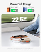 INIU Smallest 20000mAh Power Bank, 22.5W PD Fast Charging Portable Charger with Detachable Cable, Flight-Safe Battery Pack with LED Display for iPhone 17 16, iPad, Travel, Hiking, Camping, Beige