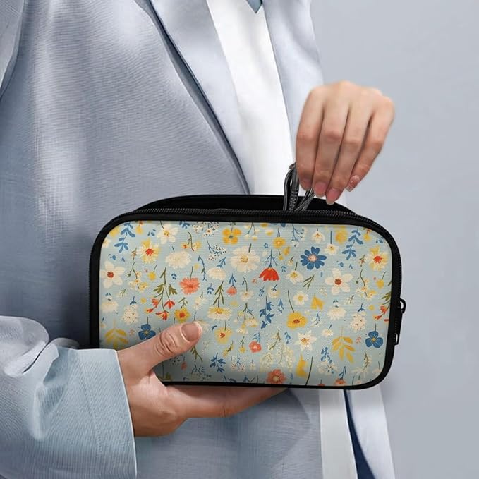 Flowers Travel Cord Organizer Cases Cord Organizers Travel Storage Bag Electronic Organizer Travel Case for SD Card Phone Charger Earphone Tech Pouch Portable