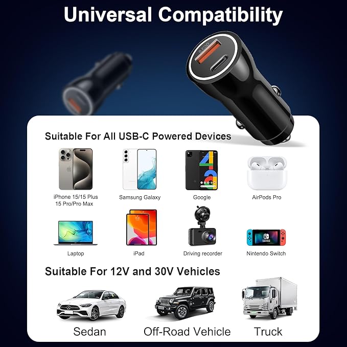 iPhone 17 16 15 Car Charger, [Apple MFi Certified] 2-Pack USB C Car Charger 43W Fast Charging with 3.3 FT Type C to C Cable, USB Car Adapter for iPhone 17/17 Pro/17 Pro Max/Air/16/15