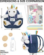 Naturally KIDS 【Upgraded】 Toddler Backpack w Removable Unicorn Toy for Girls Age 2-6 | Side & Inner Pockets, Reflective Logo, Name Tag, Sparkly Denim | Cute Christmas Gifts