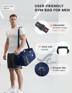 SKYSPER Gym Bag for Men & Women with Shoe Compartment, Carry-on Gym Duffle Bag for Travel and Sports, Workout Overnight Bag with Large Wet Pocket, Blue