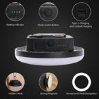 Camping Pop up Tent Light for Hanging, LED Rechargeable Portable Overhead Lantern for Vendor Booths, 3 Modes Waterproof Outdoor Camp Lamp with Battery Power for Glamping (Dimming-Black)