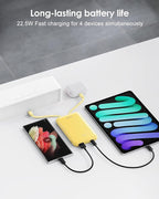 Portable Charger 10000mAh, Cell Phone Portable Power Banks with 22.5W PD Fast Charging, Compact Phone Charger Built in Cable, Compatible with Apple, Samsung, Google, Motorola and More-Yellow