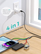 Travel Essentials,4 in 1 for Apple Watch Charger/iPhone Charger/Multi Charging Cable,2026 Cruise Vacation Essentials,USB C/L/Micro Portable Charger for iWatch 11-1/iPhone 17-12,Car,eBook Reader-4FT