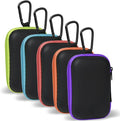 MOLOVA Earbud Case Portable EVA Carrying Case Storage Bag Cell Phone Accessories Organizer with Carabiner for Wireless/Bluetooth Headphones, SD Memory Card, Camera Chips (5 Pack, Rectangle)