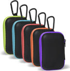 MOLOVA Earbud Case Portable EVA Carrying Case Storage Bag Cell Phone Accessories Organizer with Carabiner for Wireless/Bluetooth Headphones, SD Memory Card, Camera Chips (5 Pack, Rectangle)