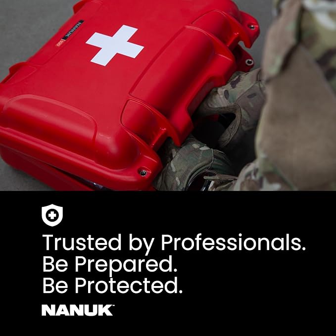 NANUK 909 Waterproof First Aid Box Empty – Durable, Medical First Aid Organizer Case, IP67-Rated, Dustproof, Impact-Resistant, and Floats (11.4" x 7.0" x 3.7") – Red