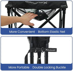 Padded Camping Stool, 18 Inch Oversized Folding Camping Foot Rest, 500lb Outdoor Camp Chair Footstool, Portable Camping Ottoman w/Storage Net, Carry Bag, for Camping Gardening (2, Black)