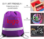 BeeGreen 20 Pieces Purple Drawstring Backpacks Bulk, Draw String Bags for Gym Sport, Reflective Cinch Blank Bag