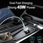 iPhone 17 16 15 Car Charger, [Apple MFi Certified] USB C Car Charger 43W Fast Charging with 3.3 FT Type C to C Cable, USB Car Adapter for iPhone 17/17 Pro/17 Pro Max/Air/16/15