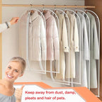 Garment Bags for Hanging Clothes (Set of 12) Suit Bags for Closet Storage Clothes Storage Bag Plastic Bag with Zipper for Suit, Sweaters Travel Laundry Wardrobe Closet Garment Dust Cover Bags