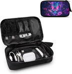 Purple Floral Butterfly Print Electronic Organizer Travel Universal Accessories Storage Bag Portable for Hard Drives, Cables, Memory Sticks, Charger, Phone, USB, SD Cards