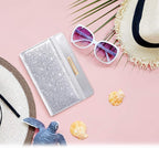 Passport Holder Cover Women's Travel Wallet RFID Blocking Cute Slim Passport Wallet with Elastic Band, Silver