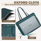RAINSMORE Teacher Tote Bag 15.6 Inch Laptop Bag for Women Work Bag with Large Cup Holder Nurse Bag Computer Tote Handbag